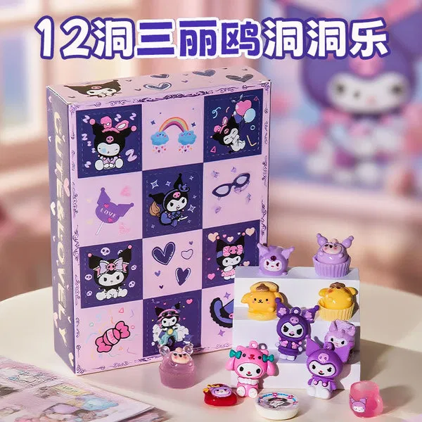 Purple character surprise box with miniature figures